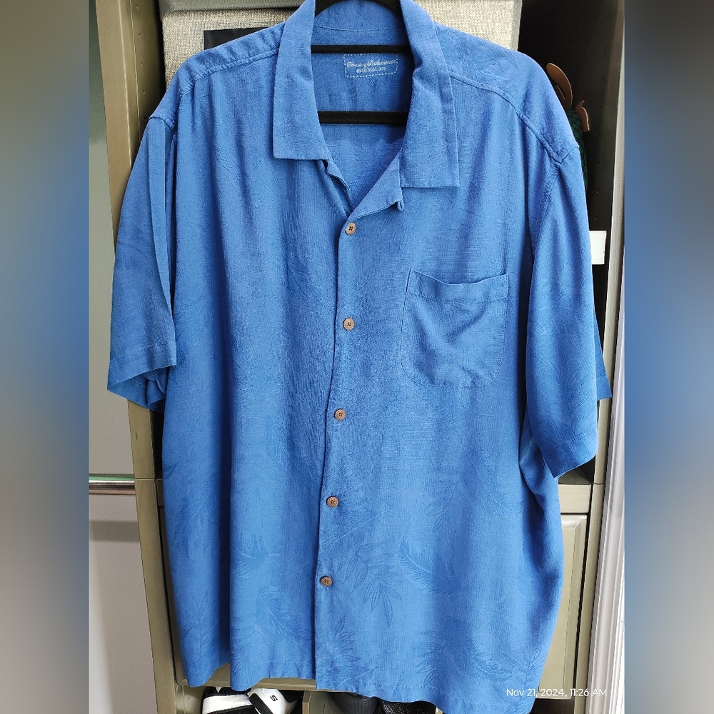Tommy Bahama Short Sleeve Men's Shirt - XXL Blue Big and Tall